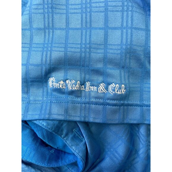 Adidas Golf Mens Blue Polo Shirt 2XL ClimaCool Short Sleeve Plaid Pattern - Picture 5 of 8